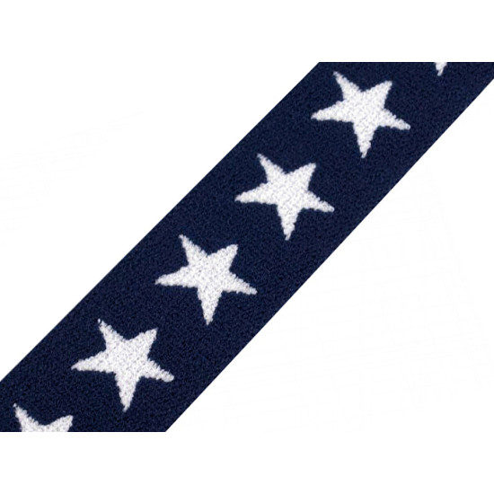 Printed elastic width 20 mm stars - Red (30 Meters)