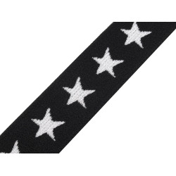 Printed elastic width 20 mm stars - Black (1 Meter)
