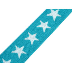 Printed elastic width 20 mm stars - Turquoise (1 Meter)