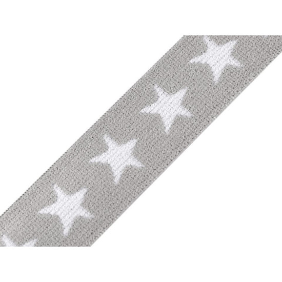 Printed elastic width 20 mm stars - Red (30 Meters)