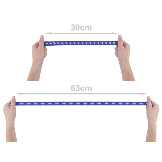 Printed elastic width 20 mm stars - Red (30 Meters)
