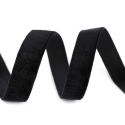 Elastic catifelat, lățime 16 mm - Negru (1 Metru)