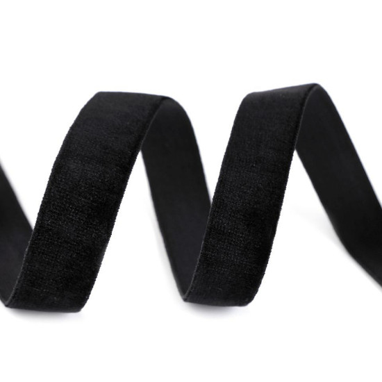 Elastic catifelat, lățime 16 mm - Negru (1 Metru) Elastic catifelat, lățime 16 mm - Negru (1 Metru)