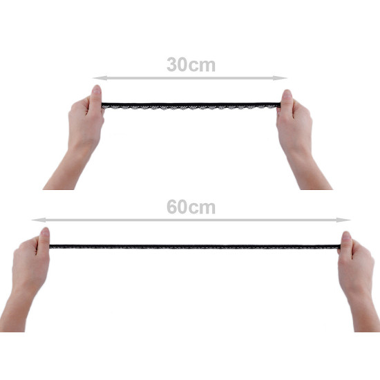 Decorative elastic width 12 mm - Black (60 Meters)
