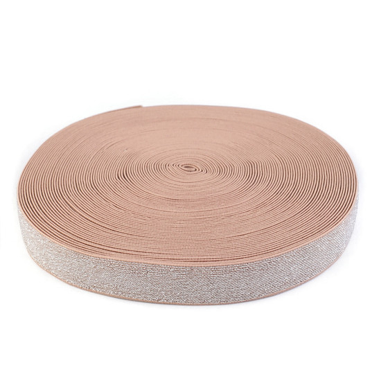 Elastic tape with lurex width 27 mm - Light pink (1 Meter)