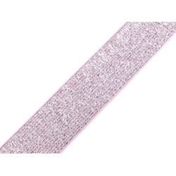 Elastic tape with lurex width 27 mm - Light pink (1 Meter)
