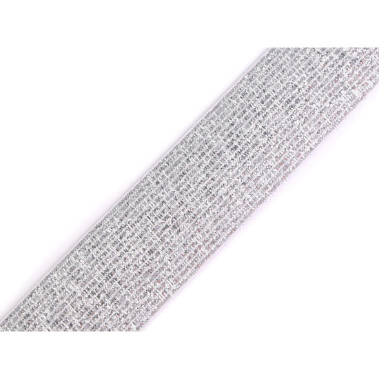 Elastic tape with lurex width 27 mm - Light pink (1 Meter)