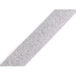 Elastic tape with lurex width 27 mm - White (1 Meter)