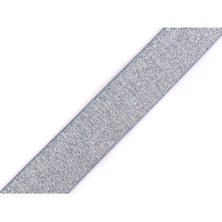 Elastic tape with lurex width 27 mm - Grey (1 Meter)