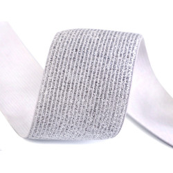 Elastic with lurex width 40 mm - White (1 Meter)