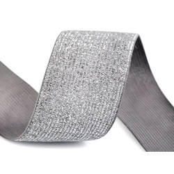 Elastic with lurex width 40 mm - Gray (1 Meter)