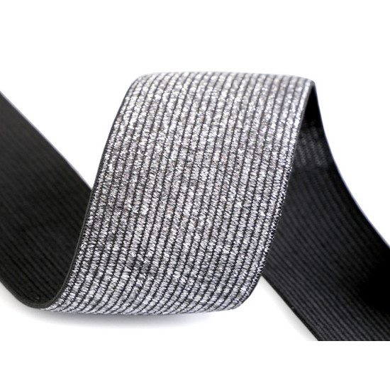 Elastic with lurex width 40 mm - Black (30 Meters)