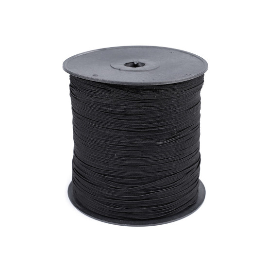 Flat knitted elastic width 4 mm - Black (5 Meters)
