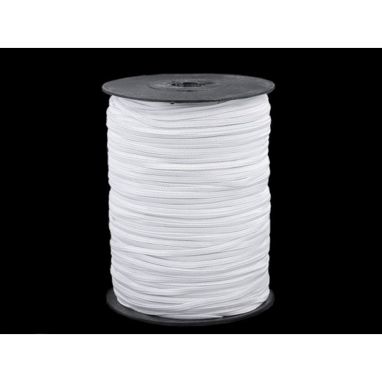 Flat knitted elastic width 3 mm - White (500 Meters)