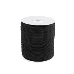 Flat elastic width 4 mm - Black (100 Meters)
