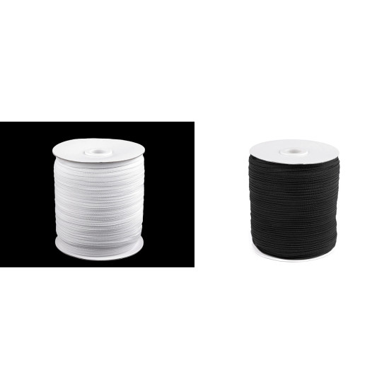 Flat elastic width 4 mm - Black (100 Meters)