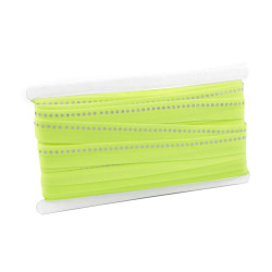 Fold over elastic with metallic dots, width 22 mm - Yellow green (1 Meter)