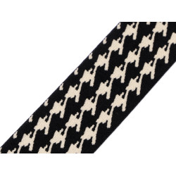 Elastic, soft width 40 mm houndstooth - Black (1 Meter)