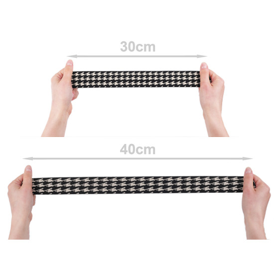 Elastic, soft width 40 mm houndstooth - Black (20 Meters)