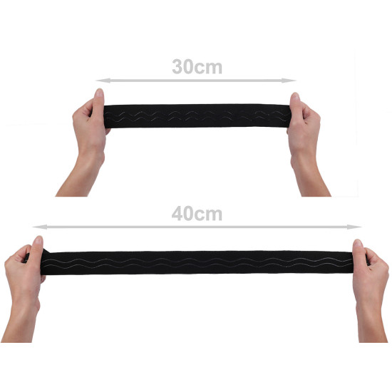 Elastic non-slip band / silicone backed gripper width 40 mm - Black (1 Meter) Elastic non-slip band / silicone backed gripper width 40 mm - Black (1 Meter)