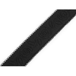 Cinta de hombro, rosas, ancho 20 mm - Negro (10 Metros)