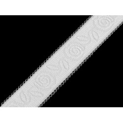 Cinta de hombro, rosas, ancho 20 mm - Blanco (10 Metros)