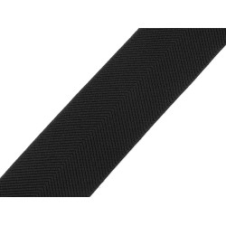 Elastic with twill pattern for belts and suspenders, width 40 mm - Black (1 Meter)