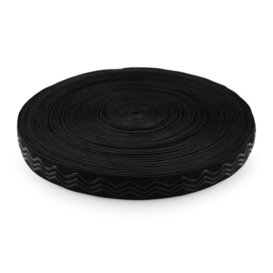 Elastic with silicone, width 25 mm - Black (1 Meter)