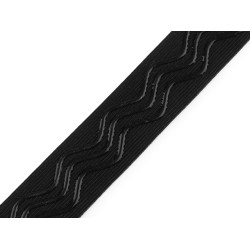Elastic with silicone, width 25 mm - Black (1 Meter)