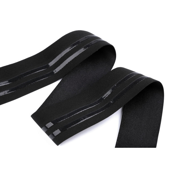 Élastique satiné avec bandes en silicone, largeur 40 mm - Noir (1 Mètre) Élastique satiné avec bandes en silicone, largeur 40 mm - Noir (1 Mètre)