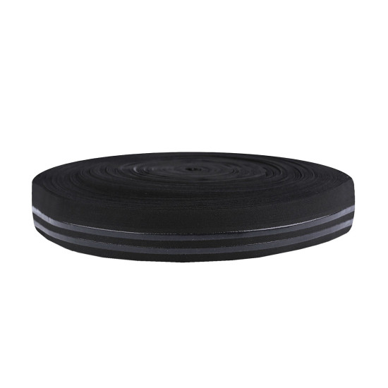 Élastique satiné avec bandes en silicone, largeur 40 mm - Noir (1 Mètre) Élastique satiné avec bandes en silicone, largeur 40 mm - Noir (1 Mètre)