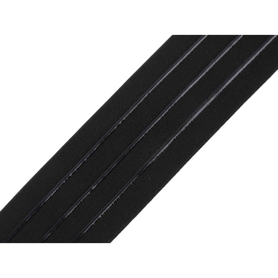 Elastic with silicone strips, width 50 mm - Black (1 Meter)
