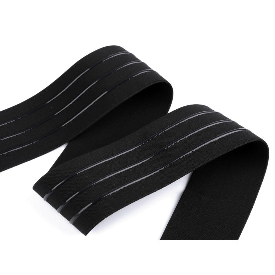 Elastic with silicone strips, width 50 mm - Black (1 Meter)