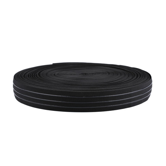 Elastic with silicone strips, width 50 mm - Black (1 Meter)