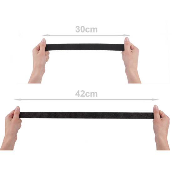 Shoulder strap with grosgrain pattern and lurex edge, width 25 mm - Black (1 Meter) Shoulder strap with grosgrain pattern and lurex edge, width 25 mm - Black (1 Meter)