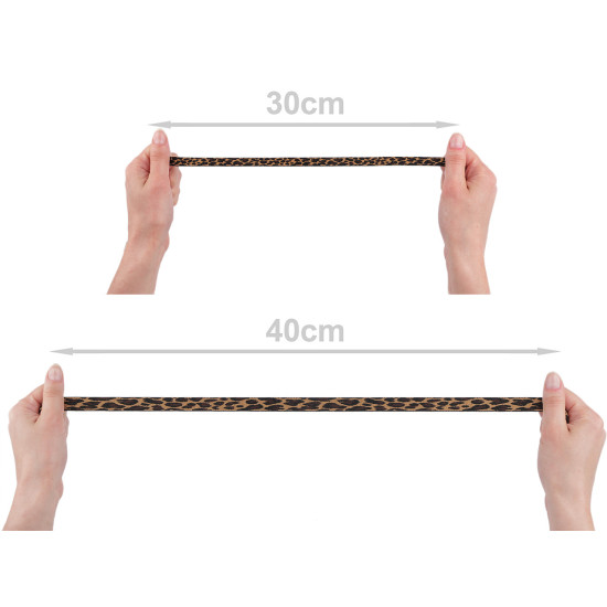 Elastic with leopard pattern / shoulder elastic, width 15 mm - Brown (1 Meter) Elastic with leopard pattern / shoulder elastic, width 15 mm - Brown (1 Meter)