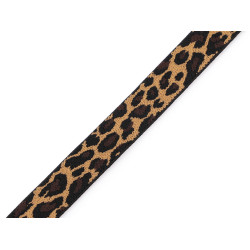 Elastic with leopard pattern / shoulder elastic, width 15 mm - Brown (1 Meter)