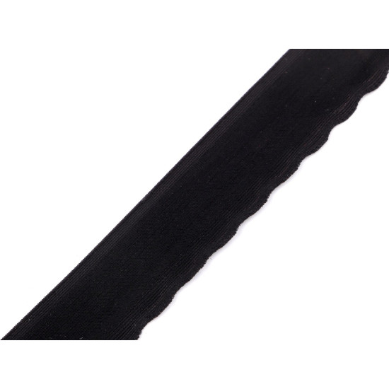 Wäsche-/einfassgummi fein, verziert, breite 25 mm - Schwarz (1 Meter)