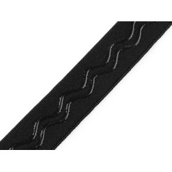 Elastic with silicone, width 25 mm - Black (1 Meter)