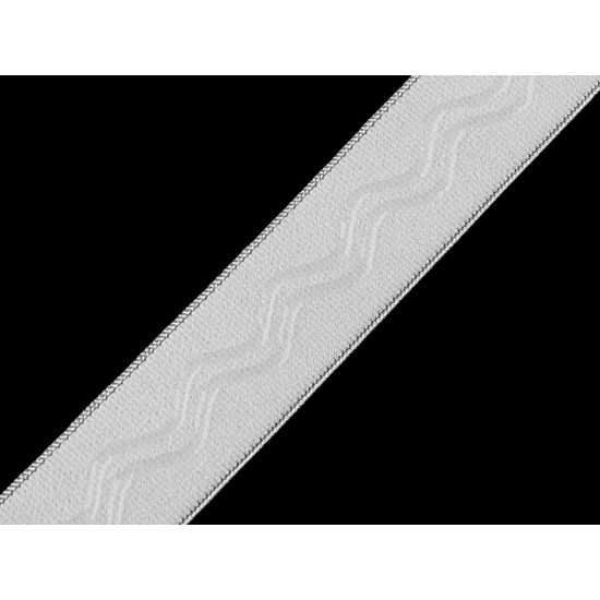 Elastic with silicone, width 25 mm - White (1 Meter)