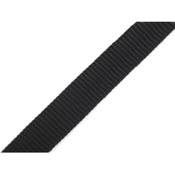 Polypropylene webbing / strap, width 15 mm - Black (100 Meters)