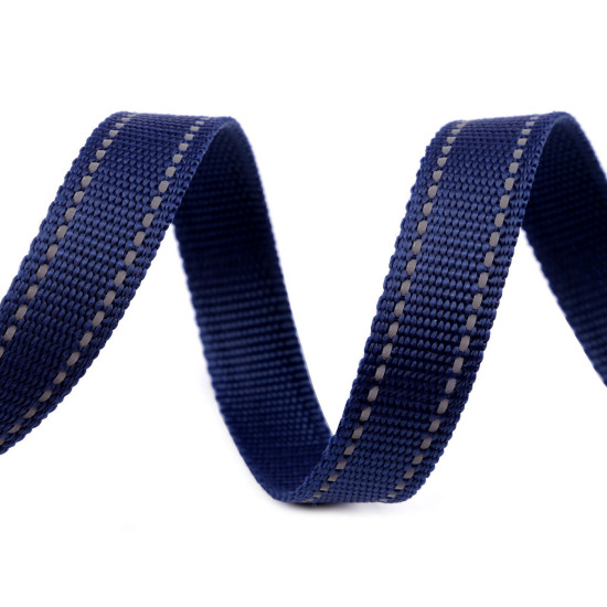 Webbing width 20 mm with reflective thread - Blue dark (50 Meters) Webbing width 20 mm with reflective thread - Blue dark (50 Meters)