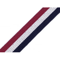 Double-faced polyester webbing width 37 mm - Blue-white-red (1 Meter)