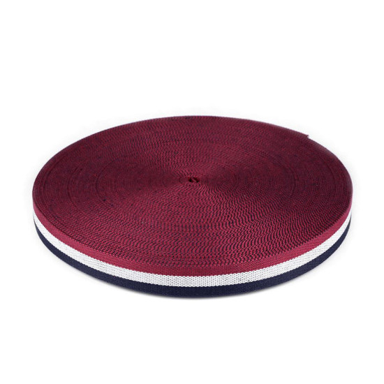 Double-faced polyester webbing width 37 mm - Blue-white-red (1 Meter) Double-faced polyester webbing width 37 mm - Blue-white-red (1 Meter)