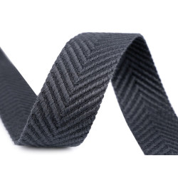 Double-faced polyester webbing width 38 mm - Dark grey (1 Meter)