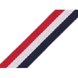 Double-faced webbing width 38 mm - Blue-white-red (1 Meter)
