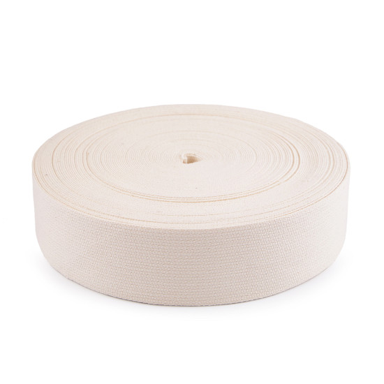 Baumwollband breite 50 mm - Naturfarbe hell (25 Meter)