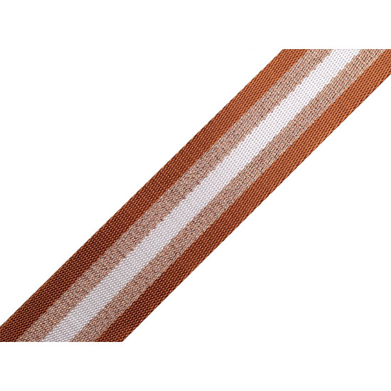 Glatter doppelseitiger gurt mit lurex breite 38 mm - Cognac-braun (1 Meter) Glatter doppelseitiger gurt mit lurex breite 38 mm - Cognac-braun (1 Meter)