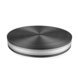 Taśma z lureksem gładka, dwustronna szerokość 38 mm - Szary (1 Metr)