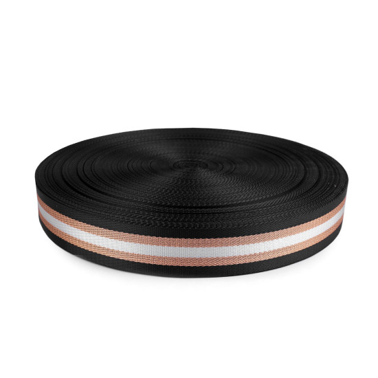Glatter doppelseitiger gurt mit lurex breite 38 mm - Cognac-braun (1 Meter) Glatter doppelseitiger gurt mit lurex breite 38 mm - Cognac-braun (1 Meter)